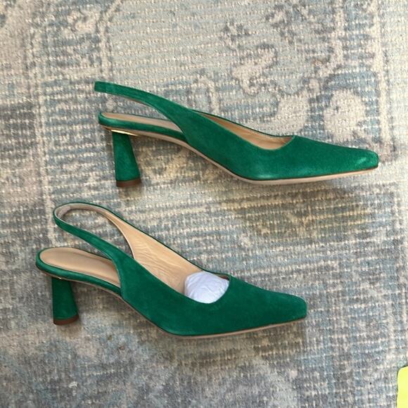 BY FAR Diana Suede Slingback Pumps Size 8 Kelly Green - Picture 8 of 11